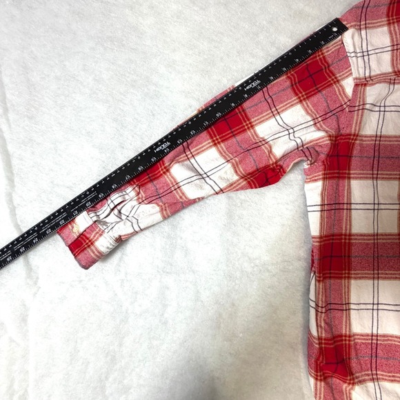 Gap Womens Red White Plaid Flannel Button Down Shirt Large 100% Cotton Long Slv - Picture 10 of 13
